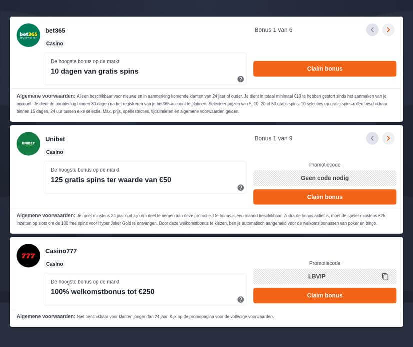 Beste Online Casino’s zonder Limieten in Nederland