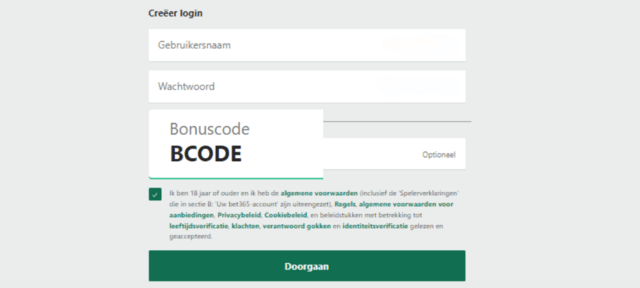 registratie bij bet365 met de bonuscode